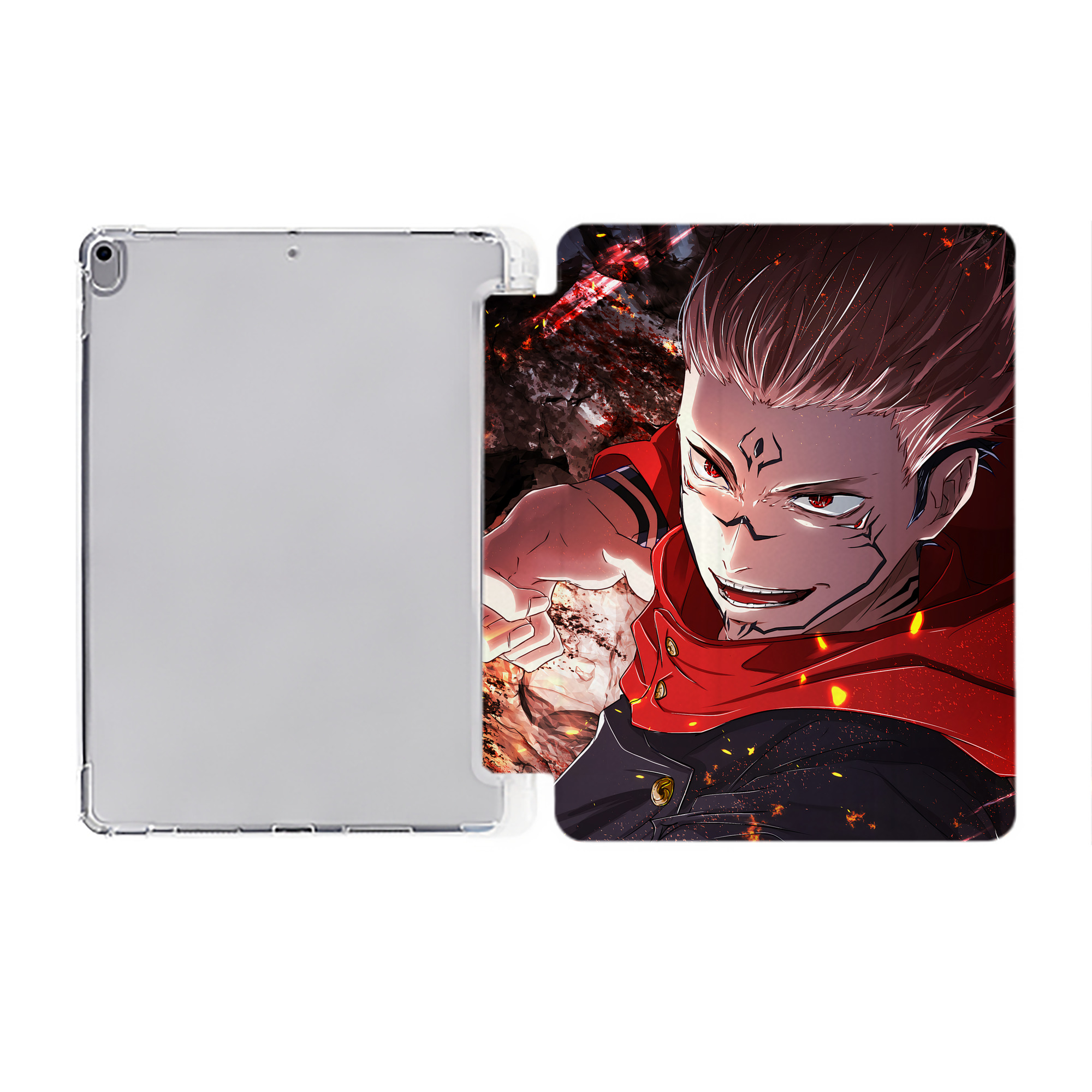 （画像用） 呪術廻戦 Jujutsu Kaisen IPad ケース ペン収納付き 三つ折りスタンド PUレザー×シリコン 対応機種9.5/10.5/10.9インチ